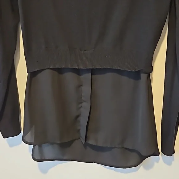DEX Black collared sweater with attached sheer shirt bottom - Picture 3 of 4